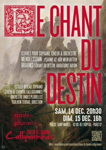 Concert chœur Calligrammes et l'orchestre Ondes plurielles 14 et 15 décembre 2024