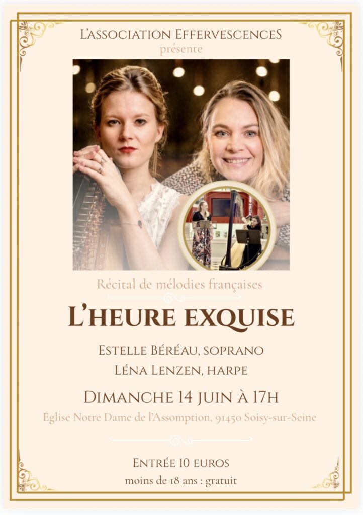 récital Estelle Béréau, Léna Lenzen harpe. Mélodies françaises